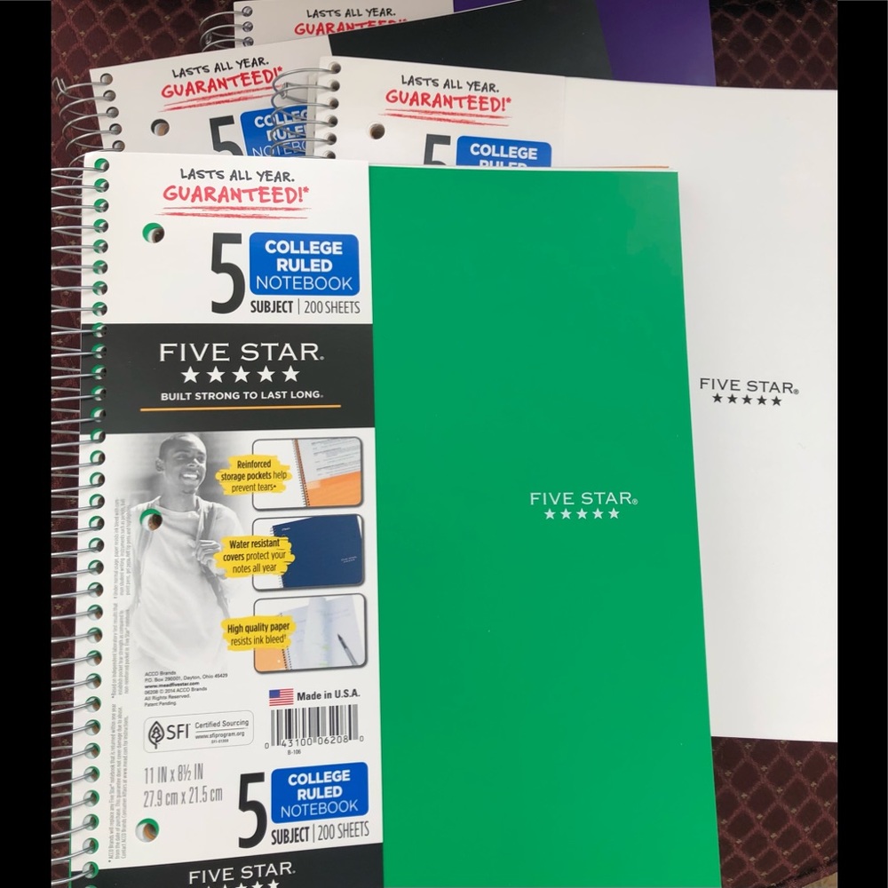 Fiver Star (Set of 4 Five-Subject Notebooks)